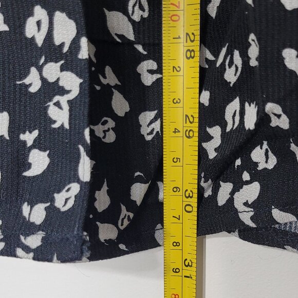 Claudia Barnes Black White Loose Fit Casual Button-Front Blouse Office Medium - Picture 8 of 10